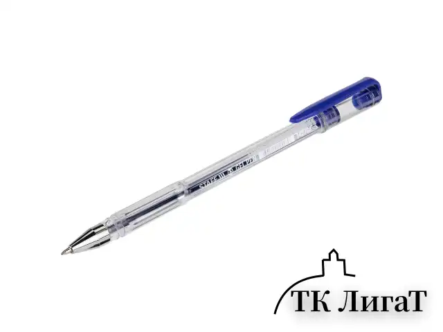 Ручка гелевая STAFF "Basic" GP-789, СИНЯЯ, корпус прозрачный, хромированные детали, узел 0,5 мм, 142788
