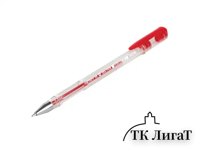 Ручка гелевая STAFF "Basic" GP-789, КРАСНАЯ, корпус прозрачный, хромированные детали, узел 0,5 мм, 142790