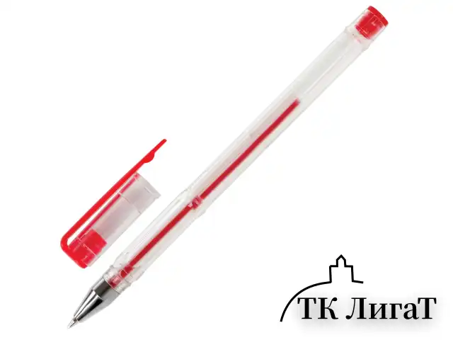 Ручка гелевая STAFF "Basic" GP-789, КРАСНАЯ, корпус прозрачный, хромированные детали, узел 0,5 мм, 142790