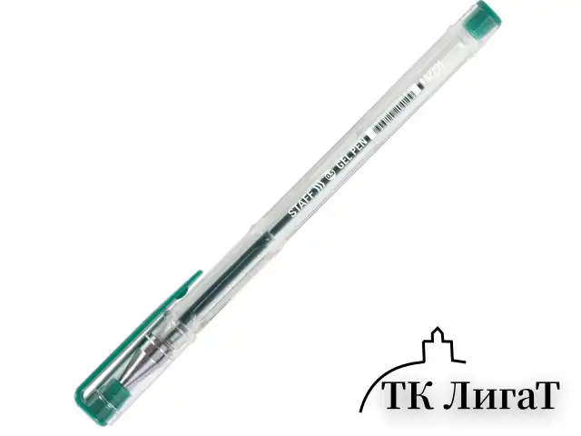 Ручка гелевая STAFF "Basic" GP-789, ЗЕЛЕНАЯ, корпус прозрачный, хромированные детали, узел 0,5 мм, линия письма 0,35 мм, 142791