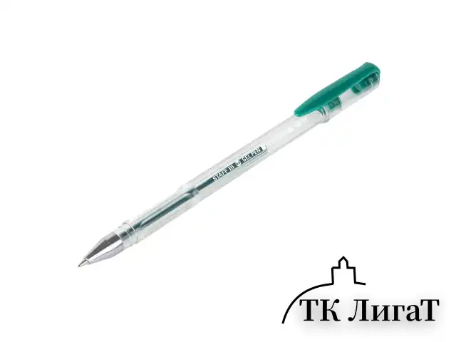 Ручка гелевая STAFF "Basic" GP-789, ЗЕЛЕНАЯ, корпус прозрачный, хромированные детали, узел 0,5 мм, линия письма 0,35 мм, 142791