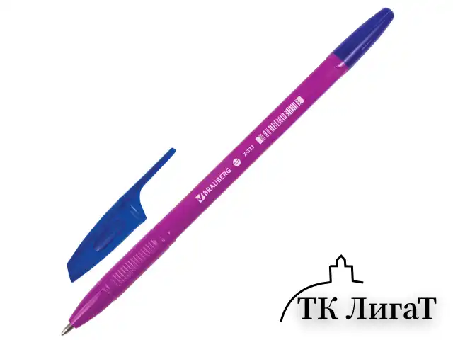 Ручка шариковая BRAUBERG "X-333" NEON SOLID, СИНЯЯ, корпус ассорти, узел 0,7 мм, линия письма 0,35 мм, 142831