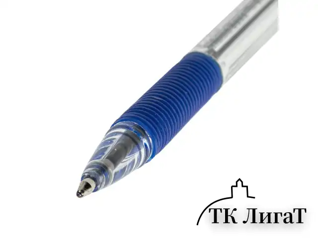 Ручка шариковая с грипом ERICH KRAUSE "R-301 Grip", СИНЯЯ, корпус прозрачный, узел 1 мм, линия письма 0,5 мм, 39527