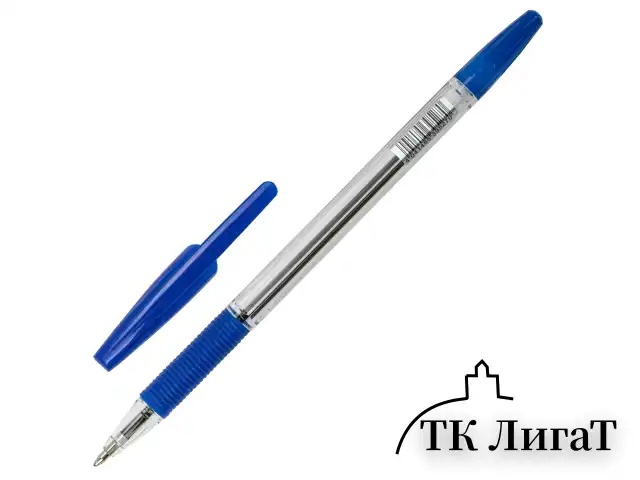 Ручка шариковая с грипом ERICH KRAUSE "R-301 Grip", СИНЯЯ, корпус прозрачный, узел 1 мм, линия письма 0,5 мм, 39527