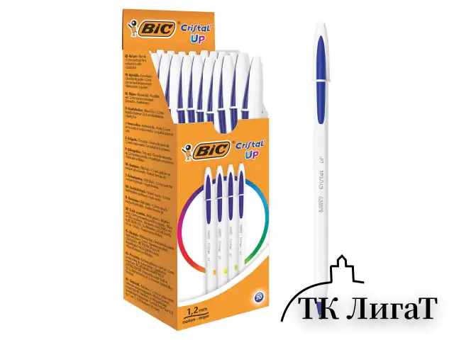 Ручка шариковая BIC "Cristal UP", СИНЯЯ, корпус белый, узел 1,2 мм, линия письма 0,35 мм, 949879