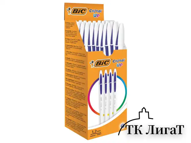 Ручка шариковая BIC "Cristal UP", СИНЯЯ, корпус белый, узел 1,2 мм, линия письма 0,35 мм, 949879