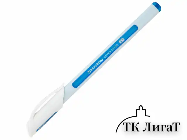 Ручка шариковая масляная BRAUBERG "Extra Glide Soft White", СИНЯЯ, узел 0,7 мм, линия письма 0,35 мм, 142927