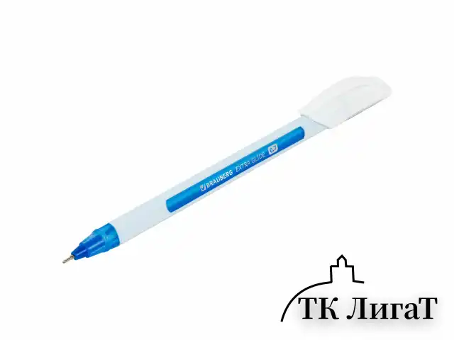Ручка шариковая масляная BRAUBERG "Extra Glide Soft White", СИНЯЯ, узел 0,7 мм, линия письма 0,35 мм, 142927