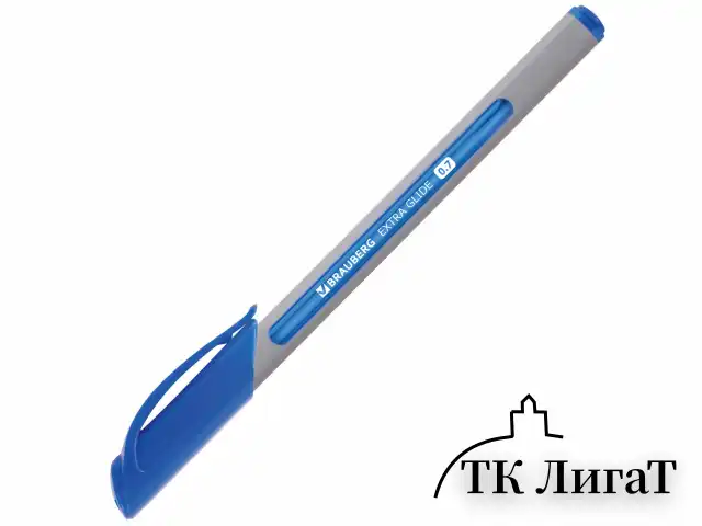 Ручка шариковая масляная BRAUBERG "Extra Glide Soft Grey", СИНЯЯ, узел 0,7 мм, линия письма 0,35 мм, 142929