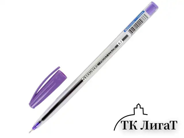 Ручка шариковая масляная BRAUBERG "Frost Color", СИНЯЯ, ассорти, узел 0,6 мм, линия письма 0,3 мм, 142935
