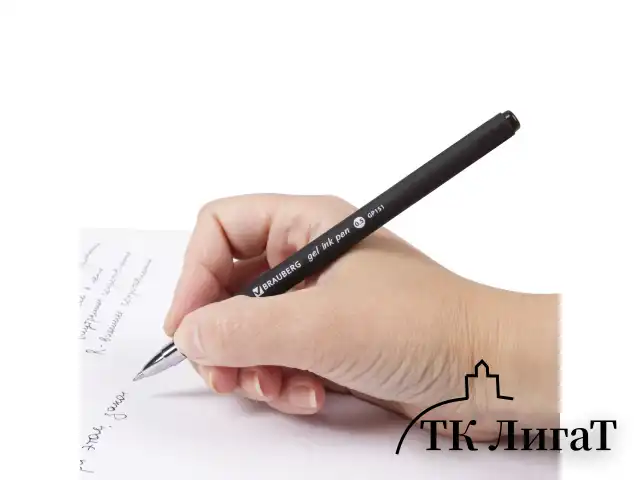 Ручка гелевая BRAUBERG "Matt Gel", ЧЕРНАЯ, корпус soft-touch, узел 0,5 мм, линия 0,35 мм, 142944