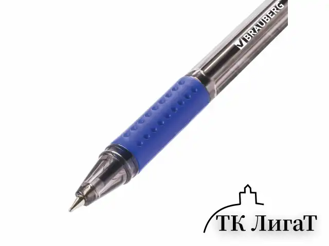 Ручка шариковая масляная BRAUBERG "Black Tone", СИНЯЯ, корпус тонированный, узел 0,7 мм, линия письма 0,35 мм, 142951