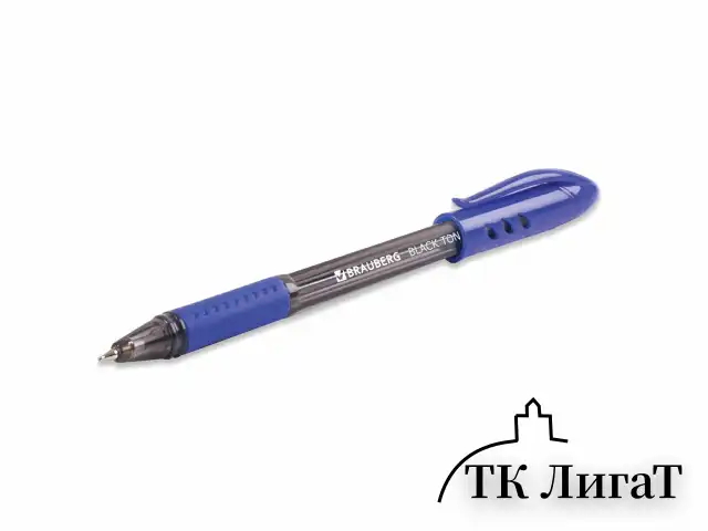 Ручка шариковая масляная BRAUBERG "Black Tone", СИНЯЯ, корпус тонированный, узел 0,7 мм, линия письма 0,35 мм, 142951
