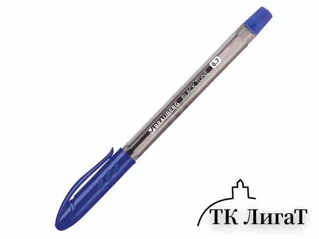 Ручка шариковая масляная BRAUBERG "Black Tone", СИНЯЯ, корпус тонированный, узел 0,7 мм, линия письма 0,35 мм, 142951