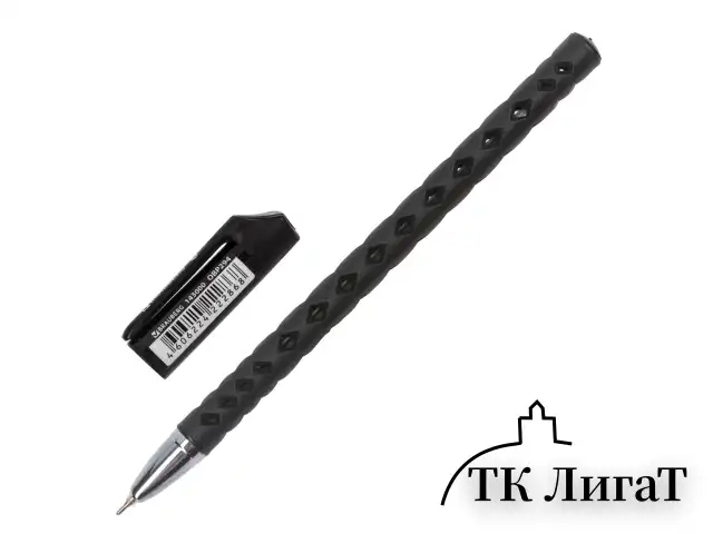 Ручка шариковая масляная BRAUBERG "Orient", ЧЕРНАЯ, корпус черный, игольчатый узел 0,7 мм, линия письма 0,35 мм, 143000