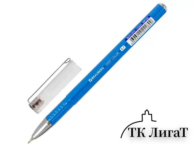 Ручка шариковая масляная BRAUBERG "Oxet Color", СИНЯЯ, корпус ассорти, В ДИСПЛЕЕ, игольчатый узел 0,7 мм, линия письма 0,35 мм, 143003