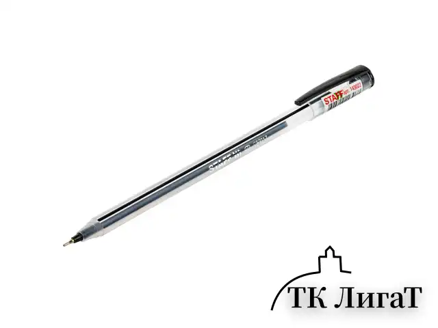 Ручка шариковая масляная STAFF "OBP-317", ЧЕРНАЯ, корпус матовый, игольчатый узел 0,6 мм, линия письма 0,3 мм, 143022