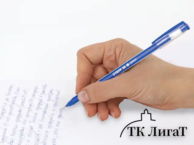 Ручка шариковая масляная STAFF Basic "OBP-320", СИНЯЯ, корпус голубой, узел 0,7 мм, линия письма 0,35 мм, 143023