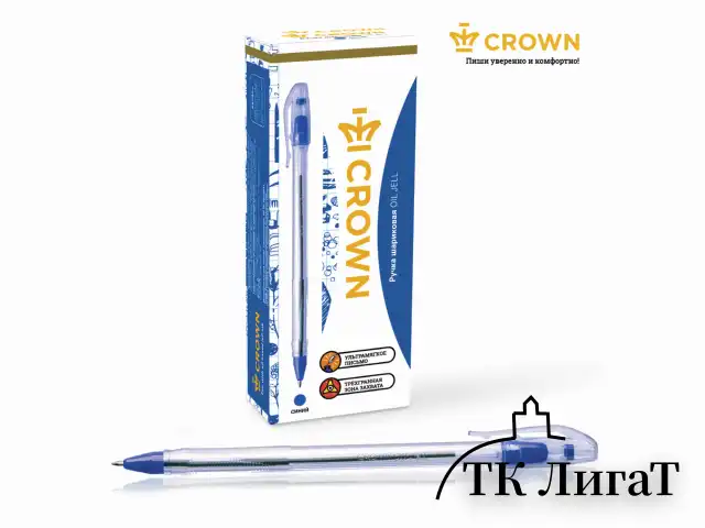 Ручка шариковая масляная CROWN "Oil Jell", СИНЯЯ, узел 0,7 мм, линия письма 0,5 мм, OJ-500B