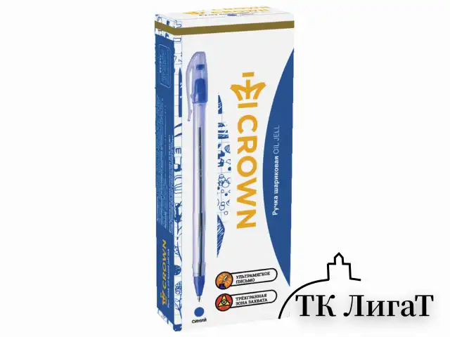 Ручка шариковая масляная CROWN "Oil Jell", СИНЯЯ, узел 0,7 мм, линия письма 0,5 мм, OJ-500B