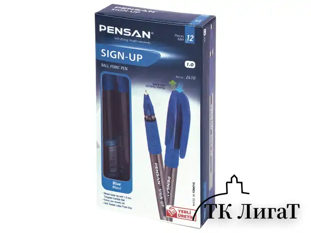 Ручка шариковая масляная с грипом PENSAN "Sign-Up", СИНЯЯ, 1 мм, линия письма 0,8 мм, 2410/12