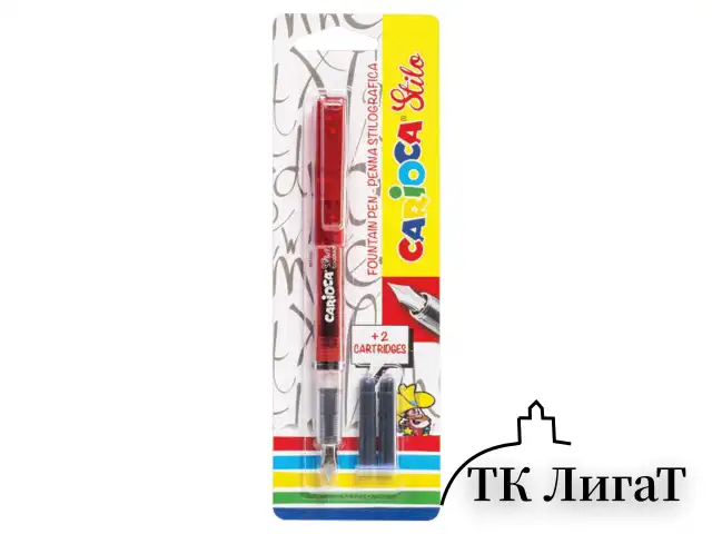 Ручка перьевая CARIOCA "Stilo", иридиевое перо, 2 сменных картриджа, корпус ассорти, Италия, 42303