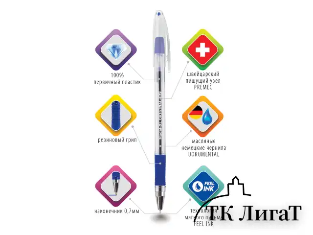 Ручка шариковая масляная с грипом BRAUBERG "Model-XL" ORIGINAL, СИНЯЯ, узел 0,7 мм, линия письма 0,35 мм, 143242