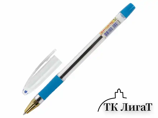Ручка шариковая масляная с грипом BRAUBERG "Model-XL GLD", СИНЯЯ, узел 0,5 мм, линия письма 0,25 мм, 143245