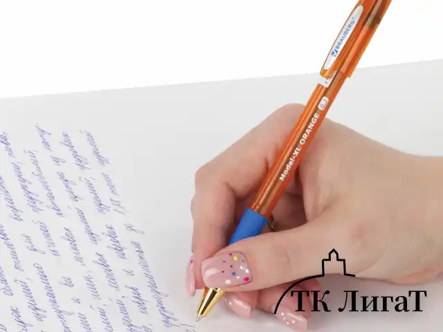 Ручка шариковая масляная с грипом BRAUBERG Model-XL ORANGE, СИНЯЯ, узел 0,7 мм, линия 0,35 мм, 143246