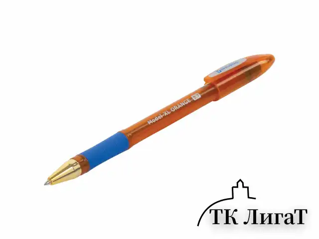 Ручка шариковая масляная с грипом BRAUBERG Model-XL ORANGE, СИНЯЯ, узел 0,7 мм, линия 0,35 мм, 143246