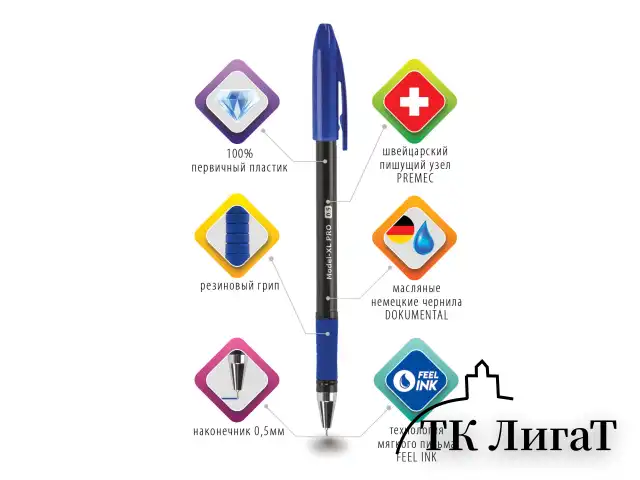 Ручка шариковая масляная с грипом BRAUBERG "Model-XL PRO", СИНЯЯ, узел 0,5 мм, линия письма 0,25 мм, 143249