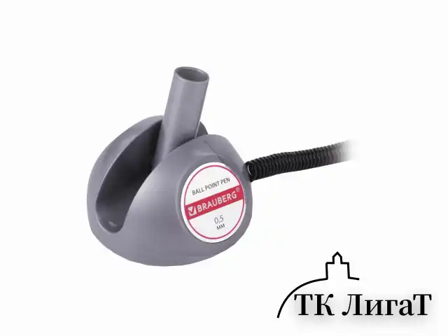 Ручка шариковая настольная BRAUBERG "Counter Pen", СИНЯЯ, пружинка, корпус серебристый, 0,5 мм, 143258