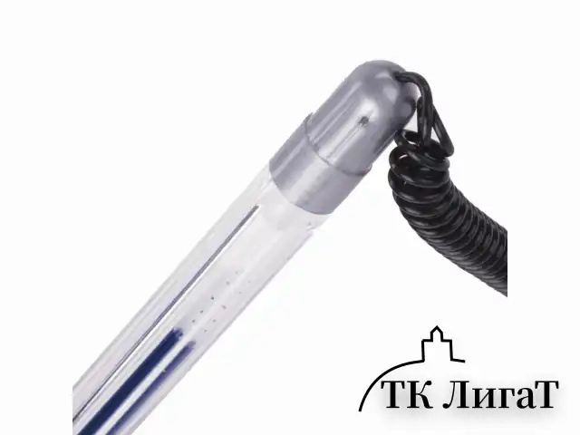 Ручка шариковая настольная BRAUBERG "Counter Pen", СИНЯЯ, пружинка, корпус серебристый, 0,5 мм, 143258