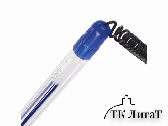 Ручка шариковая настольная BRAUBERG "Counter Pen", СИНЯЯ, пружинка, корпус синий, 0,5 мм, 143259
