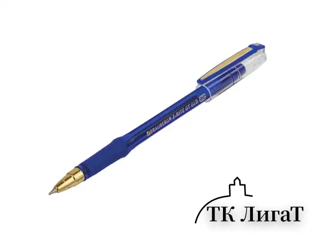 Ручка шариковая масляная с грипом BRAUBERG "i-Rite GT GLD", СИНЯЯ, корпус тонированный синий, узел 0,7 мм, 143302