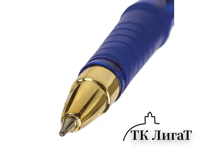 Ручка шариковая масляная с грипом BRAUBERG "i-Rite GT GLD", СИНЯЯ, корпус тонированный синий, узел 0,7 мм, 143302