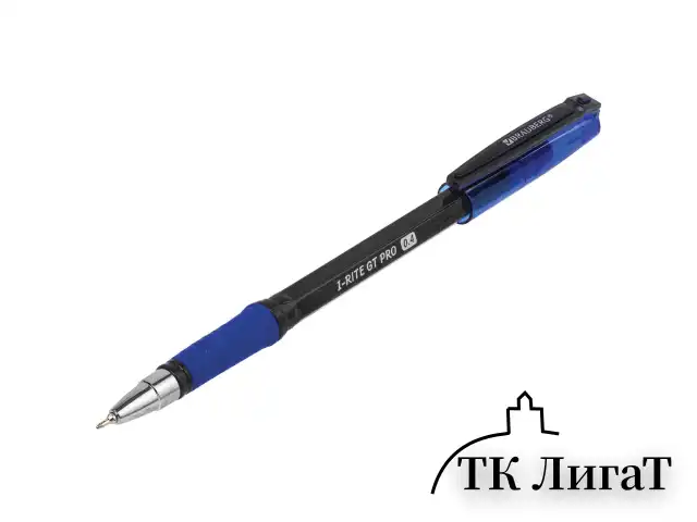 Ручка шариковая масляная с грипом BRAUBERG "i-Rite GT PRO", СИНЯЯ, корпус тонирированный черный, узел 0,4 мм, 143303