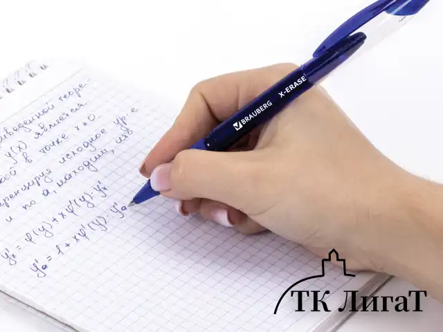 Ручка стираемая гелевая с грипом BRAUBERG "X-ERASE", СИНЯЯ, корпус синий, узел 0,7 мм, линия письма 0,35 мм, 143333