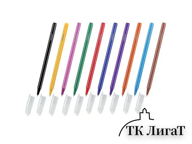 Ручки шариковые ПИФАГОР "Веселые зверята", НАБОР 10 шт., АССОРТИ, узел 0,7 мм, линия письма 0,35 мм, 143338, BP252