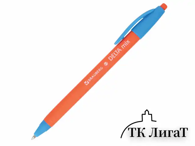 Ручка шариковая масляная автоматическая BRAUBERG "Delta Mix", СИНЯЯ, корпус soft-touch ассорти, узел 0,7 мм, линия письма 0,35 мм, 143340, OBPR366