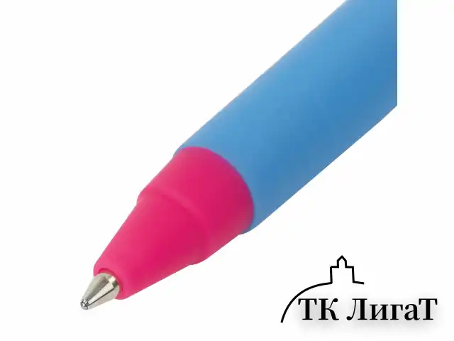 Ручка шариковая масляная автоматическая BRAUBERG "Delta Mix", СИНЯЯ, корпус soft-touch ассорти, узел 0,7 мм, линия письма 0,35 мм, 143340, OBPR366