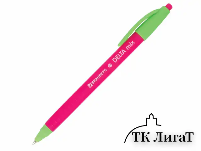 Ручка шариковая масляная автоматическая BRAUBERG "Delta Mix", СИНЯЯ, корпус soft-touch ассорти, узел 0,7 мм, линия письма 0,35 мм, 143340, OBPR366