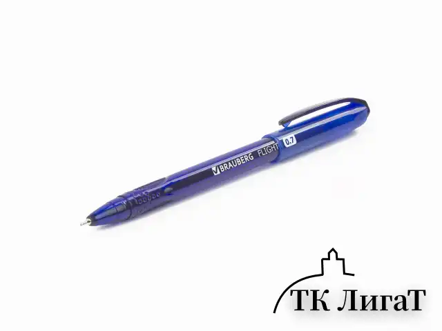 Ручка шариковая масляная BRAUBERG "Flight", СИНЯЯ, корпус синий, узел 0,7 мм, линия письма 0,35 мм, 143343, OBP369