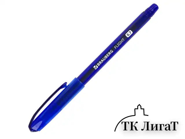 Ручка шариковая масляная BRAUBERG "Flight", СИНЯЯ, корпус синий, узел 0,7 мм, линия письма 0,35 мм, 143343, OBP369