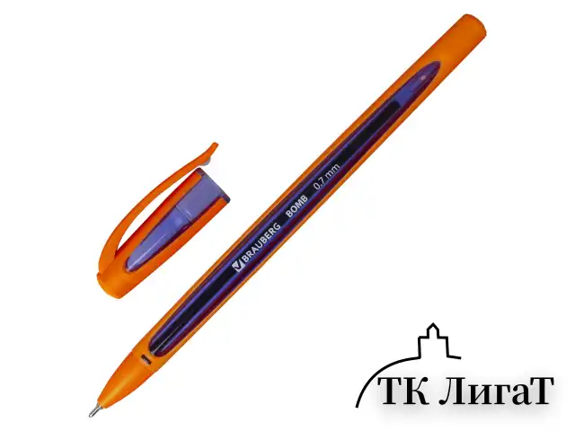 Ручка шариковая масляная BRAUBERG "BOMB GT Color", СИНЯЯ, прорезиненный корпус ассорти, узел 0,7 мм, линия письма 0,35 мм, 143346