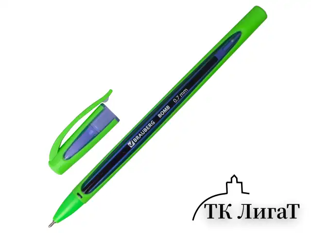 Ручка шариковая масляная BRAUBERG "BOMB GT Color", СИНЯЯ, прорезиненный корпус ассорти, узел 0,7 мм, линия письма 0,35 мм, 143346