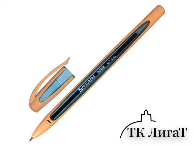 Ручка шариковая масляная BRAUBERG "BOMB GT Pastel", СИНЯЯ, прорезиненный корпус ассорти, узел 0,7 мм, линия письма 0,35 мм, 143347