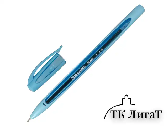 Ручка шариковая масляная BRAUBERG "BOMB GT Pastel", СИНЯЯ, прорезиненный корпус ассорти, узел 0,7 мм, линия письма 0,35 мм, 143347