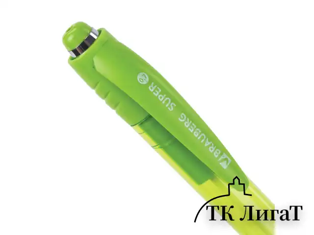 Ручка шариковая автоматическая с грипом BRAUBERG SUPER, СИНЯЯ, корпус зеленый, пишущий узел 0,7 мм, линия письма 0,35 мм, 143370