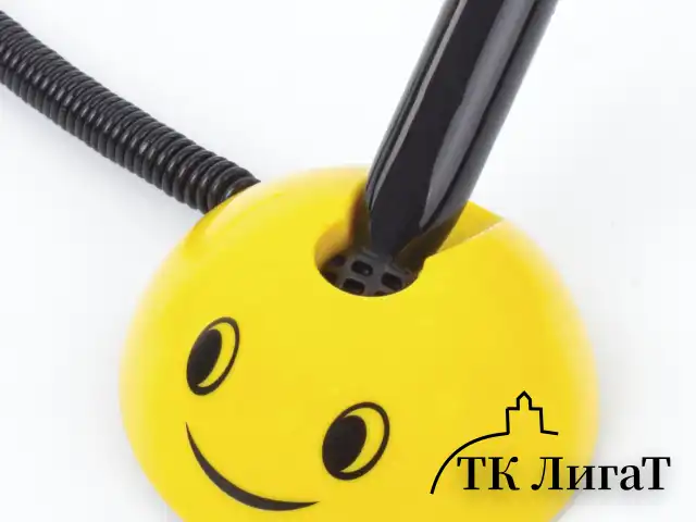 Ручка шариковая настольная BRAUBERG "SMILE", СИНЯЯ, корпус желтый, узел 0,7 мм, линия письма 0,35 мм, 143376